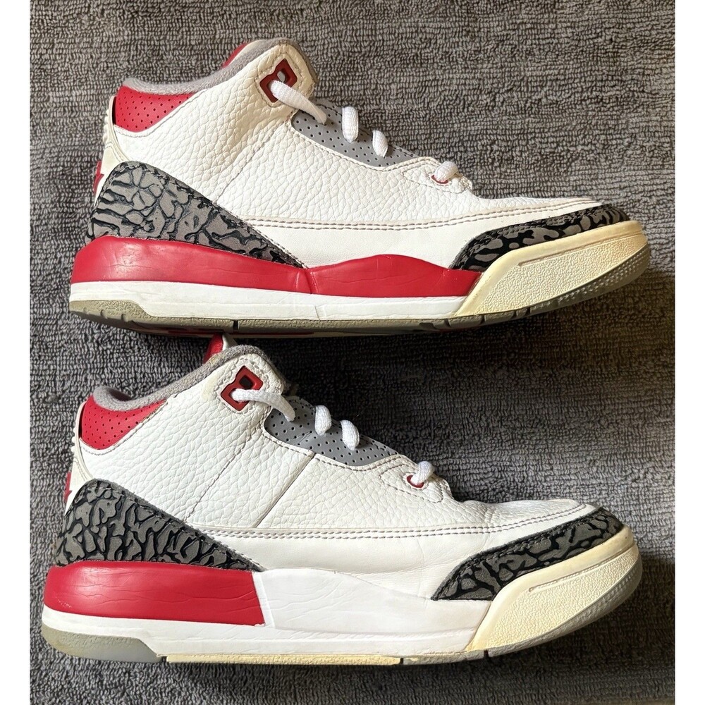 Nike Air Jordan 3 Retro PS White Fire Red Cement Kids Size 3Y DM0966-160